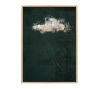 Made by Mika Ltd Navy Blue Canvas Effect Wall Art Decor with Sparkly White Cloud, Dramatic Maximalist Artwork Print (Emerald Cloud, A3-29.7x42cm, Unframed)