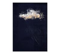 Made by Mika Ltd Navy Blue Canvas Effect Wall Art with Sparkly White Cloud, Dramatic Maximalist Artwork Print (Navy Cloud, A3-29.7x42cm, Unframed)