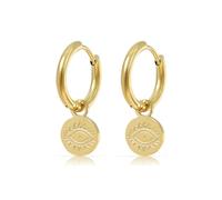 Made by Nami Edelstahl Ohrringe Gold hängend mit Auge Anhänger Boho Schmuck Damen Wasserfest (Auge)
