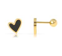 Made by Nami Herz Ohrringe Gold Damen Geschenke für Frauen Wasserfester Schmuck (Schwarz/Gold)