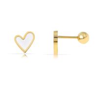 Made by Nami Herz Ohrringe Gold Damen Geschenke für Frauen Wasserfester Schmuck (Weiß/Gold)