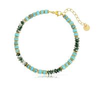 Made by Nami Men's Turquoise and Dark Green Beads Bracelet Lucky Bracelet 17 + 5 cm Length Gift for Him Friendship Bracelets