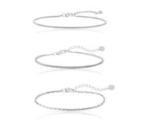 Made by Nami Stainless Steel Cuban Link Bracelet for Men - Hip Hop Cuban Link Bracelet - Set of 3 Silver Bracelet for Men (Braided, Venetian and Snake Chain Links)