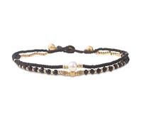 Made by Nami Surfer Anklet with Pearls Women & Girls - Handmade Festival & Beach Accessories - Goa Hippie Anklet - Anklet Colourful Oriental (Black Pearl)