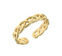 Made by Nami Wide Golden Boho Stainless Steel Ring with Fan Pattern, Gift for Women, Adjustable Size & Waterproof Jewelry, Anpassbar, No Gemstone