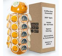 Made Easy Kit Carousel Coffee Pod Holder - Compatible with Keurig K-Pods K-Cups - Countertop 360 Spin Rack Storage Organizer - Revolving Base - Capsule Café Station Bar (Dog Brown, Large)
