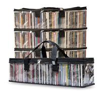Made Easy Kit Clear View Media Storage Bag for CDs, & Video Game Cases- Protect Your Collection & Preserve The Quality of Your Cases - Stackable, Space-Saving, Fits 50 (Black CD, 6-Pack)