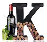Made Easy Kit Metal Letter Wine Cork Keepsake Saver & Holder Monogram w/Free Wall Mount Kit A-Z (K, Large)