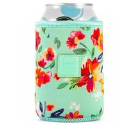 Made Easy Kit Neoprene Can Cooler Cover & Holder - Extra Thick 5mm Insulated for 12oz Cans | No Sweat, No Mess, Maximum Chill (Teal Floral, 12 Ounces)