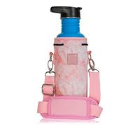 Made Easy Kit Water Bottle Carrier Insulated Neoprene - Adjustable Padded Shoulder Strap - Sling Pouch for Glass Bottle, Stainless Steel Tumbler - 5 Sizes (Pink Marble, Medium)