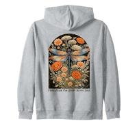 Made For Happy Sunny Days Dragonfly Floral Art Zip Hoodie