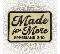Made for More Ephesians 2:10 Patch 3 Inches Funny Christian Religious Religious Humor Iron On/Sew On Embroidery Fabric Applique Patches for Backpack Hat Dog Harness Military Uniforms Gifts For Mom Dad