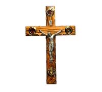 Made from Holy Land Olive Wood Wall Crucifix - Handcrafted in Bethlehem & Jerusalem with Stations of the Cross - Includes Certificate of Authenticity (Medium)