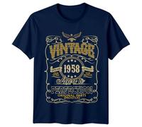 Made in 1958 Mens T-Shirt 67th Birthday Gift Vintage Graphic Tee L Navy Blue