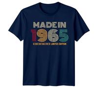 Made in 1965 Mens T-Shirt 61st Birthday Gift Vintage Sixty-one Year Old Graphic Tee for Men S Navy Blue