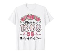 Made in 1968 Floral 58th Birthday Gifts Women 58 Years Old T-Shirt