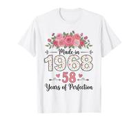 Made in 1968 Floral 58th Birthday Gifts Women 58 Years Old T-Shirt