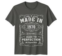 Made in 1970 Mens T-Shirt 56th Birthday Gift Vintage Graphic Tee for Men 2XL Light Graphite