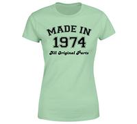 Made in 1974 All Original Parts T-Shirt 51st Birthday Womens Gift Ideas Mint Green 12-14