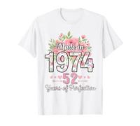 Made in 1974 Floral 52nd Birthday Gifts Women 52 Years Old T-Shirt