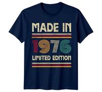 Made in 1976 Mens T-Shirt 49th Birthday Gift Vintage Forty Nine Year Old Tee L Navy Blue