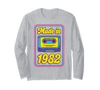 Made in 1982 80s Women Men Music Retro Cassette Tape Mixtape Long Sleeve T-Shirt