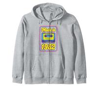 Made In 1982 80s Women Men Music Retro Cassette Tape Mixtape Zip Hoodie