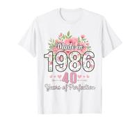 Made in 1986 Floral 40th Birthday Gifts Women 40 Years Old T-Shirt
