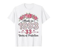 Made in 1993 Floral 33rd Birthday Gifts Women 33 Years Old T-Shirt