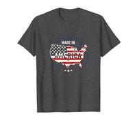 Made in America Patriotic US Flag Map Industrial T-Shirt, Men, Dark Heather Grey, XL