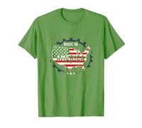 Made in America Patriotic US Flag Map Industrial T-Shirt, Men, Grass, 3XL
