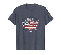 Made in America Patriotic US Flag Map Industrial T-Shirt, Men, Heather Blue, L