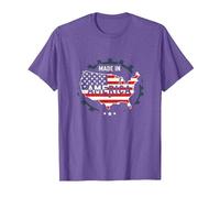Made in America Patriotic US Flag Map Industrial T-Shirt, Men, Purple Heather, M