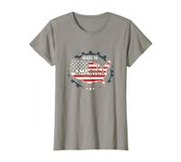 Made in America Patriotic US Flag Map Industrial T-Shirt, Women, Slate, XS