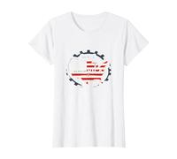 Made in America Patriotic US Flag Map Industrial T-Shirt, Women, White, S