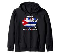 Made-in America With Cuban Parts Cuba USA Flag USA Root Zip Hoodie