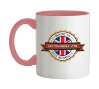 Made in Ashton-Under-LYNE 100% Authentic - 11oz - Ceramic Two-Tone Mug for Coffee/Tea - BabyPink/White - One Size