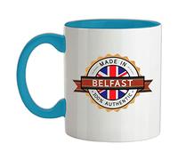 Made in Belfast 100% Authentic - 11oz - Ceramic Two-Tone Mug for Coffee/Tea - Babyblue/White - One Size