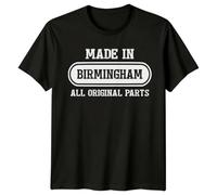 Made in Birmingham All Original Parts Mens Graphic T-Shirt England City Vintage Tee L Black