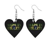Made in Brazil Viitage Flag Artistic Wooden Earrings Pendant Vintage Earring Hooks Trendy Vacation Dangle Boho Eardrop Love