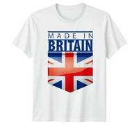 Made in Britain Union Jack British Flag National Identity Mens T-Shirt Womens Tee Graphic Top 2XL White