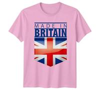 Made in Britain Union Jack British Flag National Identity Mens T-Shirt Womens Tee Graphic Top XL Light Pink