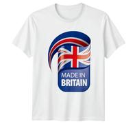 Made in Britain Union Jack Flag Mens T-Shirt Womens Graphic Tee United Kingdom National Identity Unisex Top British Heritage Apparel 5XL White