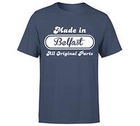 Made in City Belfast Best Famous Cities England Mens T Shirt Navy Blue L