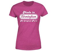 Made in City Birmingham Best Famous Cities England Womens T Shirt Antique Heliconia 14-16