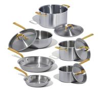 Made In Cookware - 10 Piece Stainless Steel Pot and Pan Set (Antique Brass) - 5 Ply Clad - Includes Stainless Steel Frying Pans, Saucepans, Saucier and Stock Pot W/Lid - Crafted in Italy