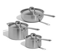 Made in Cookware - 6 Piece Stainless Saucepan Set - 5 Ply Clad - Includes Stainless Steel Saucepans and Saucier with Lid - Professional Cookware - Crafted in Italy