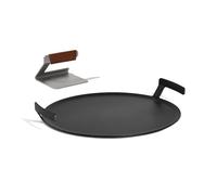 Made In Cookware - Seasoned 17" Round Carbon Steel Griddle + Grill Press - (Like Cast Iron, but Better) - Professional Cookware - Crafted in Sweden - Induction Compatible
