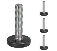 Made in Germany - Adjustable Feet (15mm Base, M5x17mm Screw, Pack of 16) Low Profile Appliance & Furniture Feet Levellers - by Keay Vital Parts
