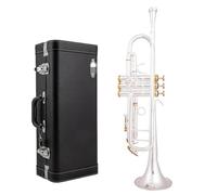 Made In Japan Bb Trumpet B Flat Brass Silver Plated Professional Trumpet Musical Instruments With Leather Hard Case(Color:MULTI)